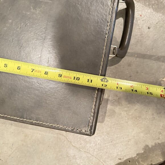 Vintage Gray Stitched Briefcase Brief Case Hard Shell Silver Accents - BUB - Picture 6 of 8